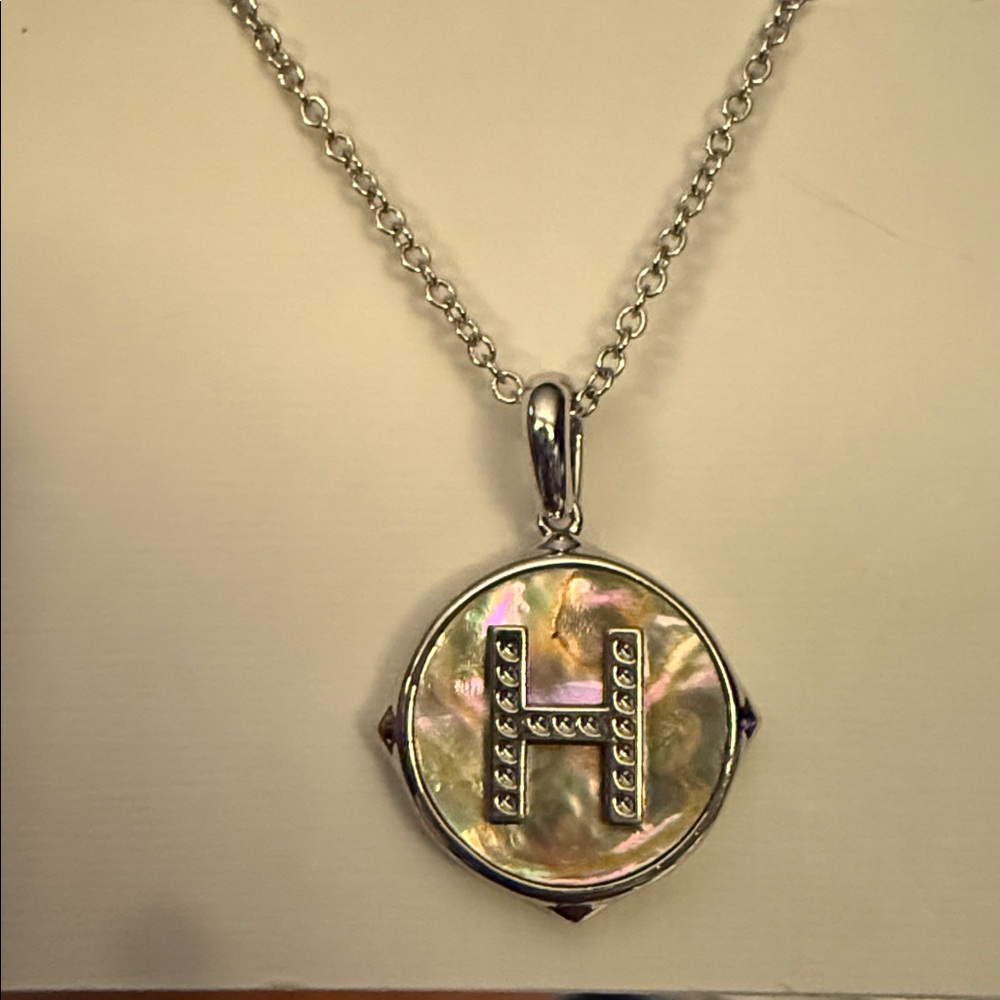 🩶Kendra Scott Silver & Mother of Pearl Reversible Initial Necklaces🩶 - Picture 8 of 14